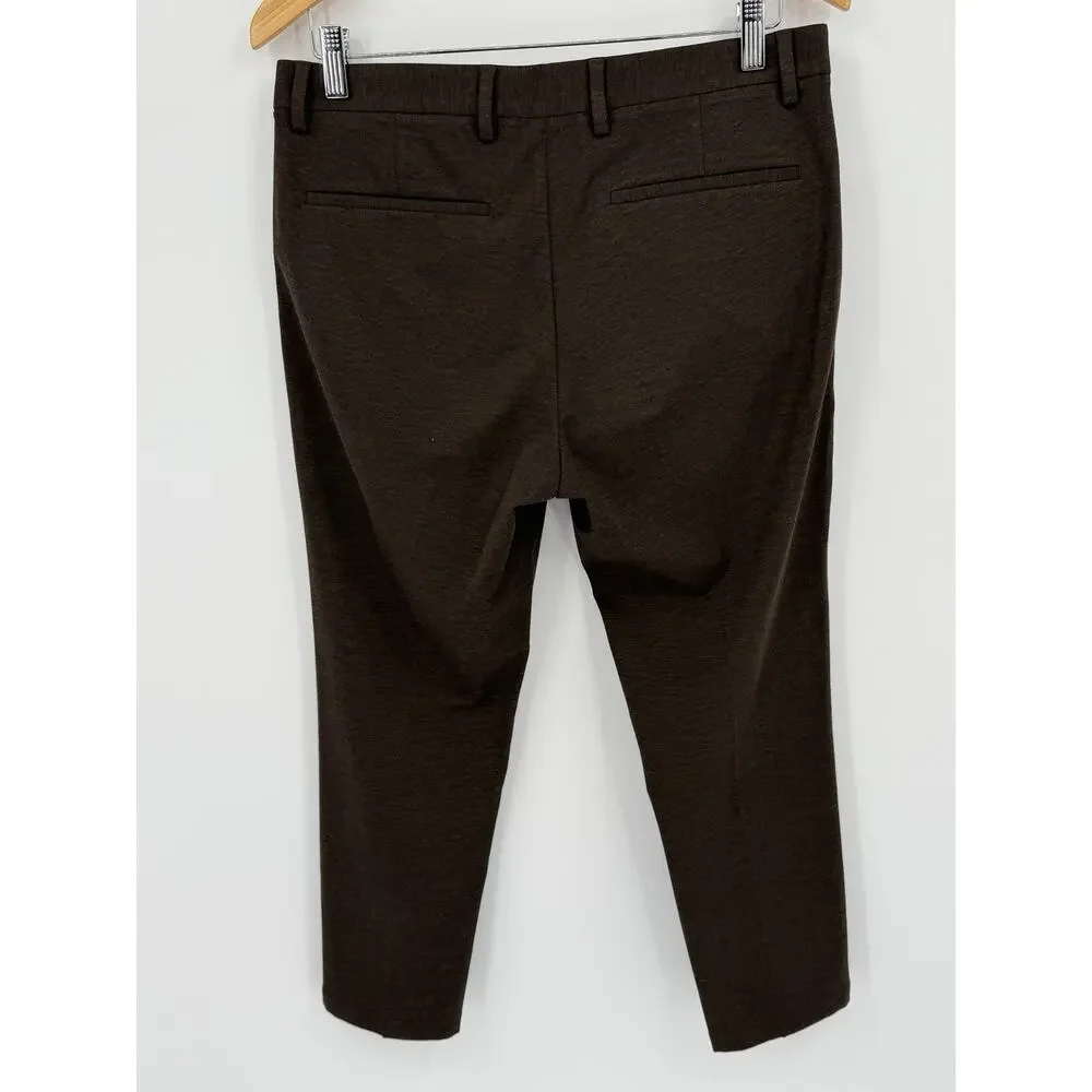 Theory Men's Zaine Essential Ponte 2 Slim Pants Brown Size 30 Cropped Business